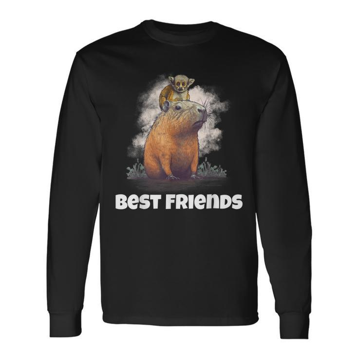 Capybara And Monkey Friends Long Sleeve T-Shirt T-Shirt