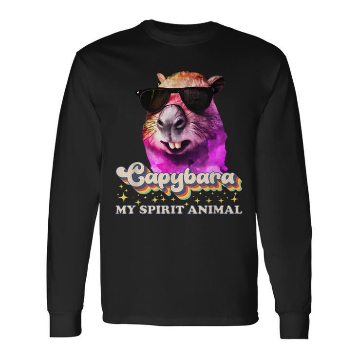Capybara Is My Spirit Animal Capybara Sunglasses Retro 90S Long Sleeve T-Shirt T-Shirt
