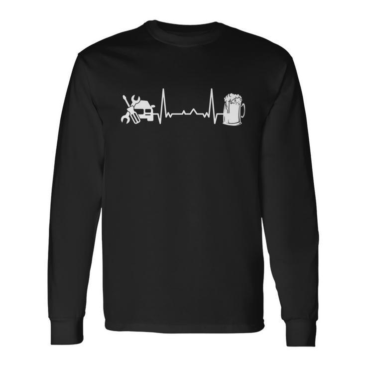Car Mechanic Heartbeat Ekg Car Guy Auto Garage Mechanic Long Sleeve T-Shirt Gifts ideas