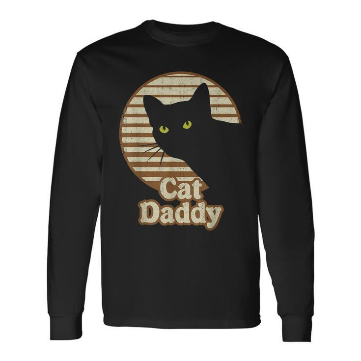 Cat Daddy Vintage Eighties 80S Style Cat Dad Retro Long Sleeve T-Shirt