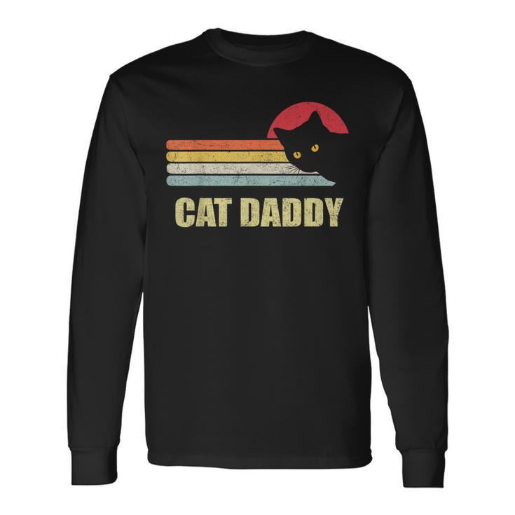 Cat Daddy Vintage Style Cat Retro Distressed Long Sleeve T-Shirt