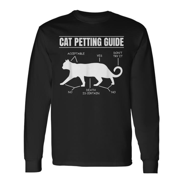 Cat Petting Guide Kitten Lover Feline Pet Owner Long Sleeve T-Shirt T-Shirt