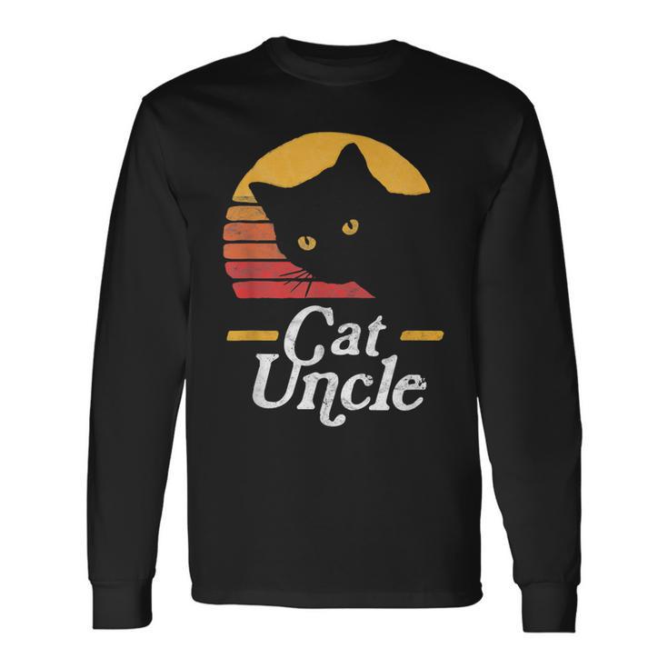 Cat Uncle Vintage 80S Style Cat Retro Distressed Long Sleeve T