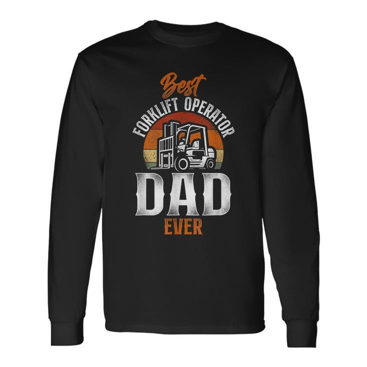 Certified Forklift Truck Operator Dad Father Retro Vintage Long Sleeve T-Shirt