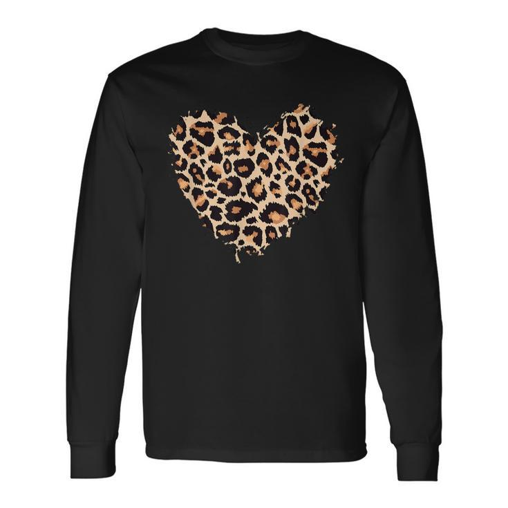 Cheetah Leopard Heart Girls Animal Print Long Sleeve T-Shirt Gifts ideas
