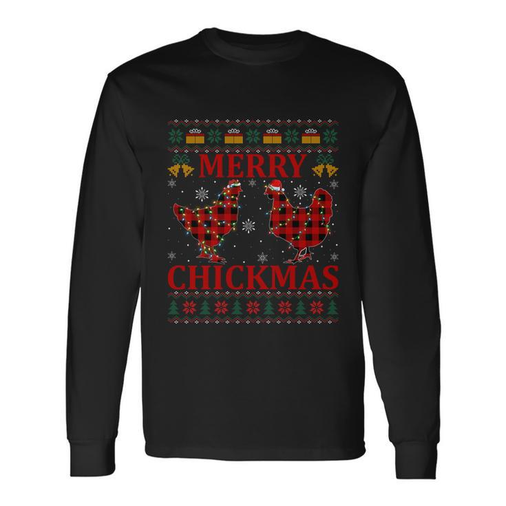 Chicken Lover Merry Chickmas Ugly Chicken Christmas Pajama Long Sleeve T-Shirt