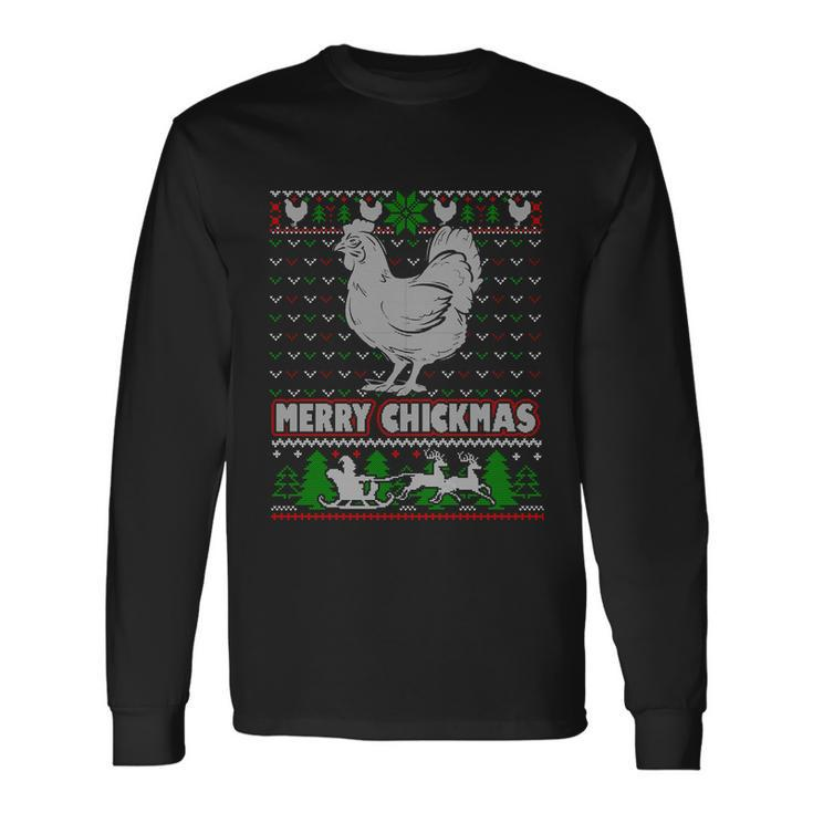Chicken Rooster Merry Chickmas Ugly Christmas Long Sleeve T-Shirt