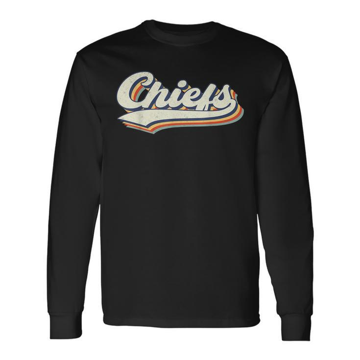 Chiefs Name Personalized Vintage Retro Chiefs Sport Name Long Sleeve T-Shirt - Thegiftio