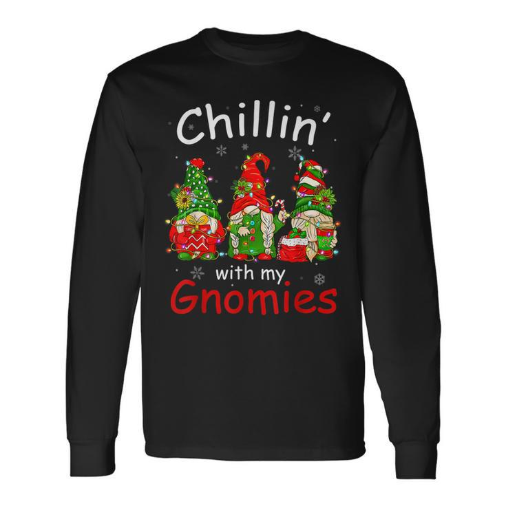 Chillin With My Gnomies Gnome Christmas Pamajas Men Women Long Sleeve T-Shirt T-shirt Graphic Print