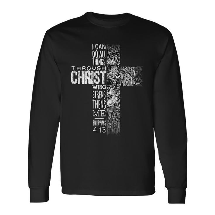 Christian Jesus Lion Of Tribe Judah Cross Lion Of Judah V2 Long Sleeve T-Shirt