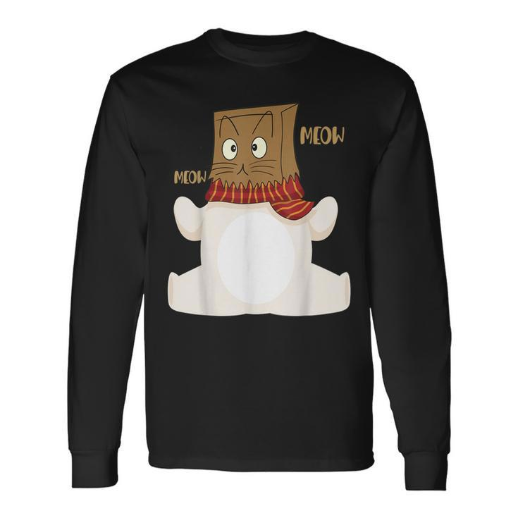Christmas Cat Funny Fake Cat Meow Christmas Xmas Polar Bear  Men Women Long Sleeve T-shirt Graphic Print Unisex