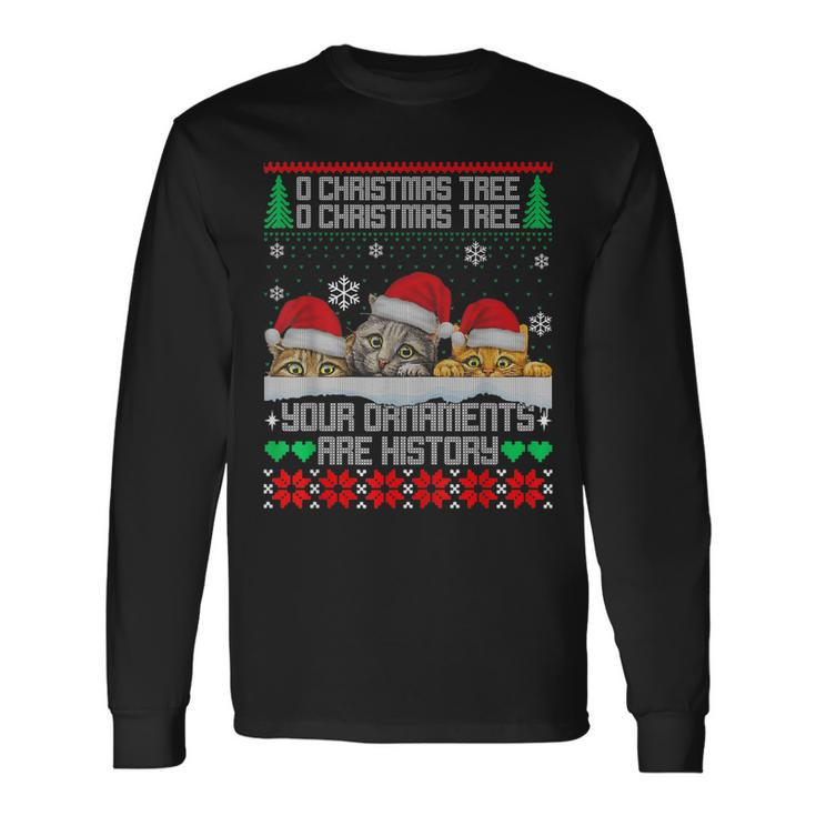 Christmas Cat  Meowy Christmas Cat Christmas Sweater  V3 Men Women Long Sleeve T-shirt Graphic Print Unisex