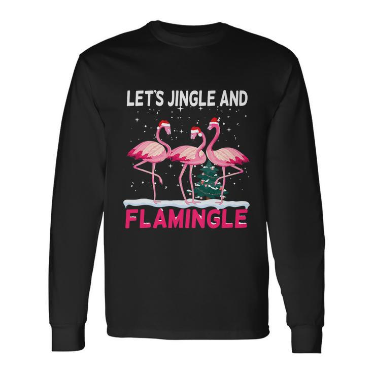 Christmas Flamingo Pink Flamingle Xmas Long Sleeve T-Shirt