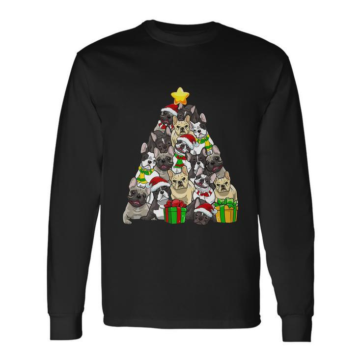 Christmas French Bulldog Pajama Shirt Tree Dog Xmas Long Sleeve T-Shirt Gifts ideas