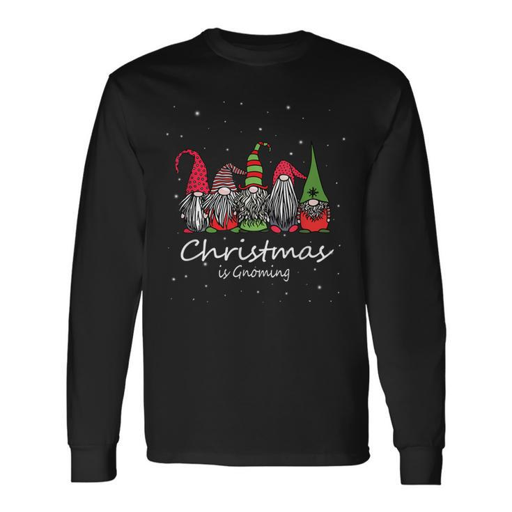 Christmas Is Gnoming God Jul Gnome Tomte Xmas Santa Idea Men Women Long Sleeve T-shirt Graphic Print Unisex Gifts ideas