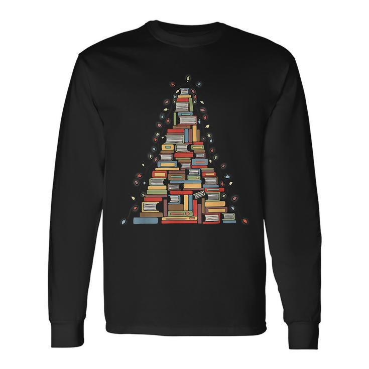 Christmas Library Tree Librarian Book Lover V4 Men Women Long Sleeve T-Shirt T-shirt Graphic Print