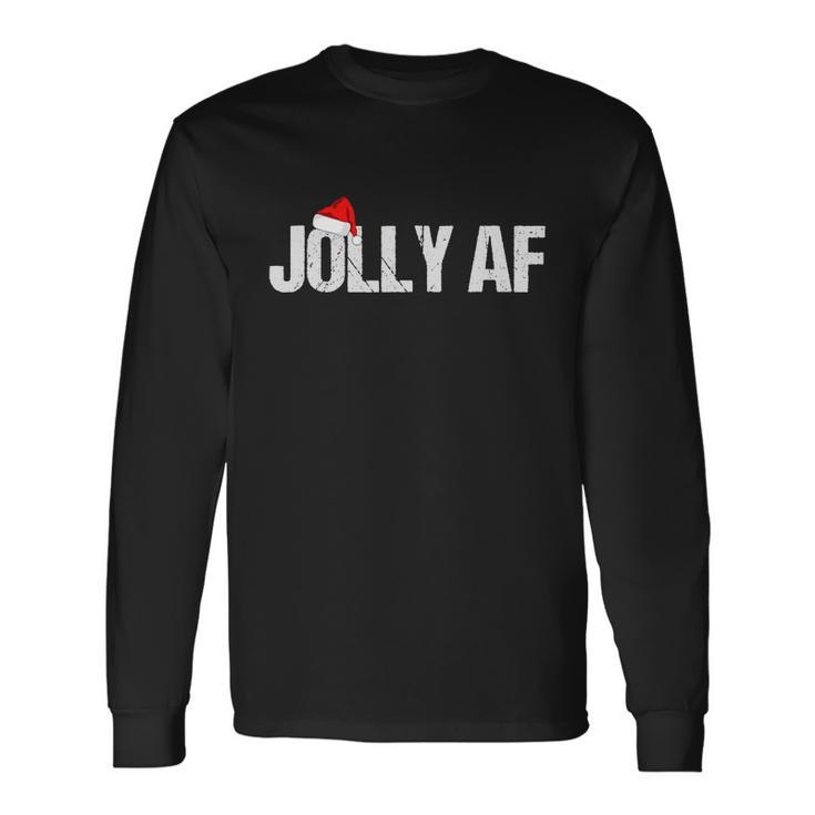 Christmas Shirts & Pajamas Santa Hat Jolly Af Tshirt Long Sleeve T-Shirt