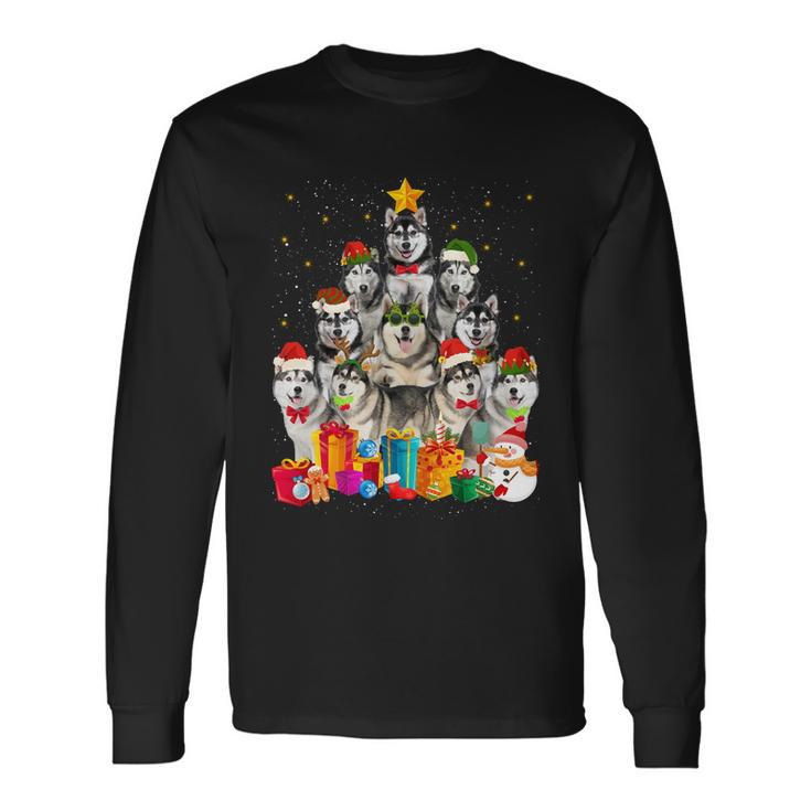 Christmas Siberian Husky Dog Tree Xmas Pet Dog Lover Meaningful Long Sleeve T-Shirt