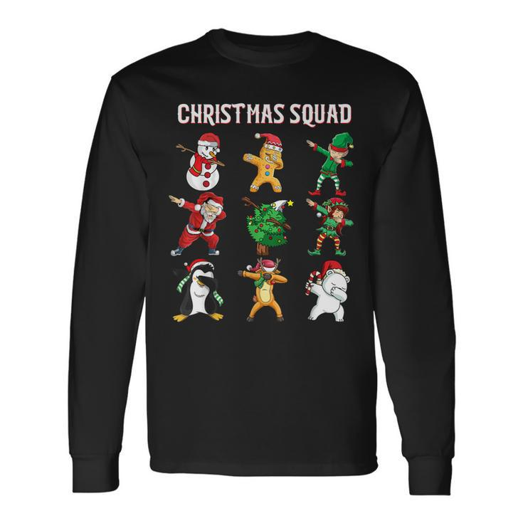 Christmas Squad Dab Santa Friends Matching Family Christmas  Men Women Long Sleeve T-shirt Graphic Print Unisex