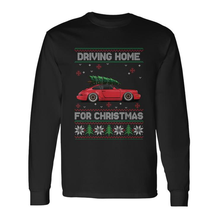 Christmas Tree Oldtimer Car Xmas Ugly Sweater Pullover Look Long Sleeve T-Shirt