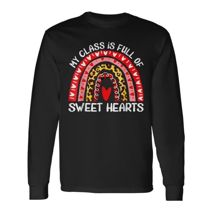 My Class Is Full Of Sweethearts Rainbow Valentines Day Women Long Sleeve T-Shirt