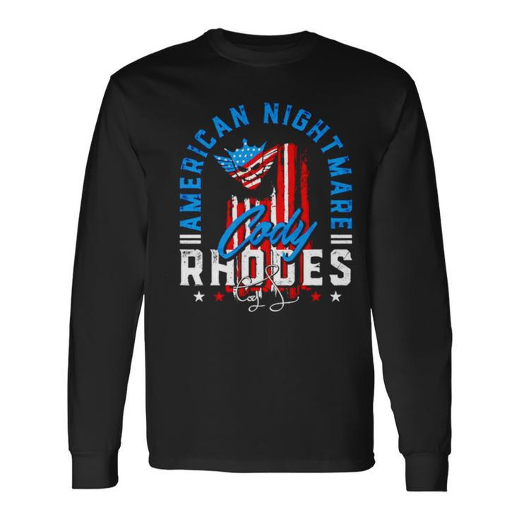 Cody Rhodes American Nightmare Usa Flag Signature Long Sleeve T-Shirt T-Shirt