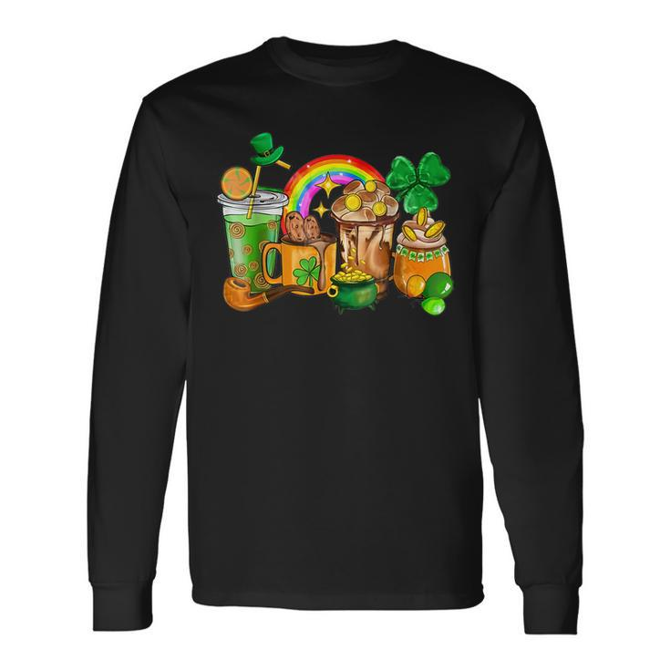 Coffee Lucky Latte Green Irish Shamrock St Patricks Day Long Sleeve T-Shirt