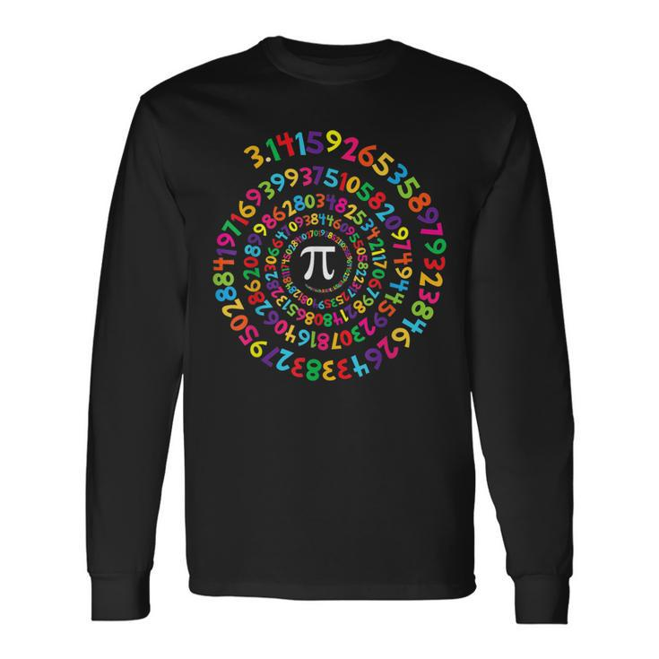 Colorful Pi Swirl Pi Day And Math Lover Long Sleeve T-Shirt