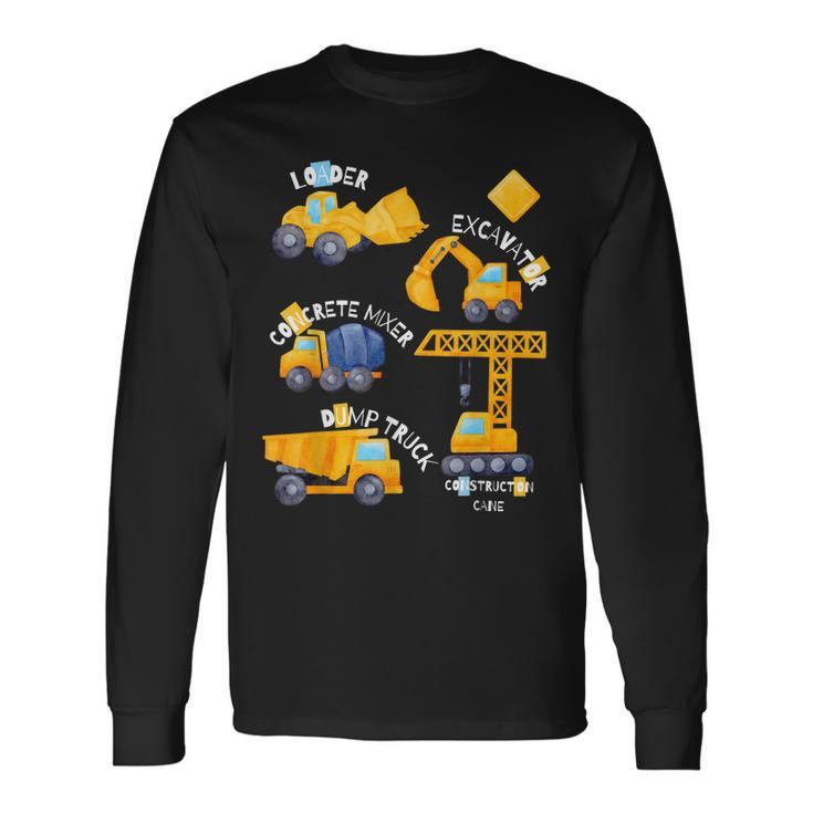Construction Vehicles Collage Long Sleeve T-Shirt