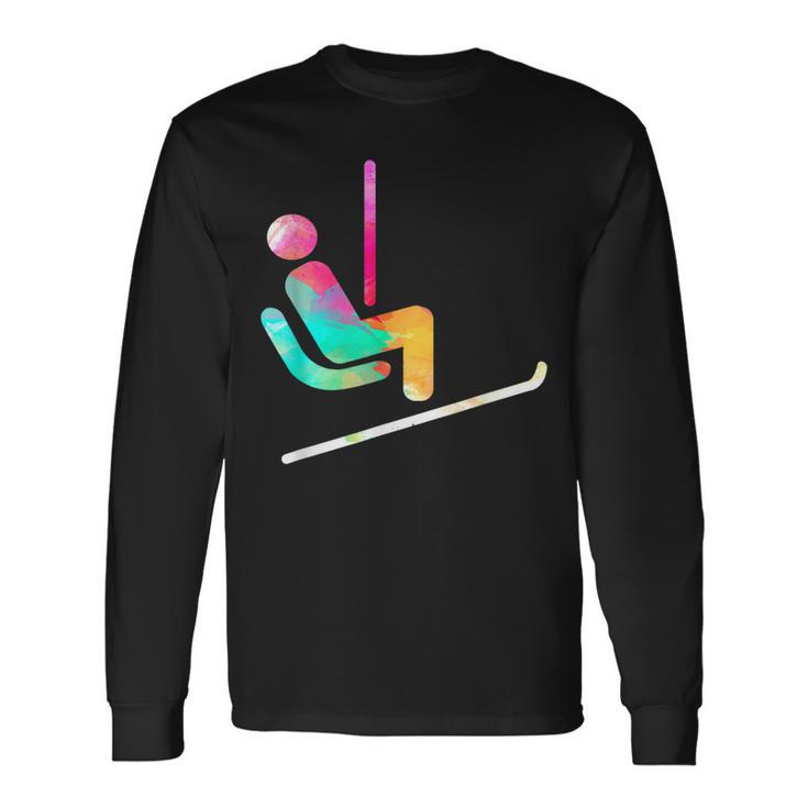 Cool Ski Skier Art Winter Sports Skiing Athlete Holiday Men Women Long Sleeve T-shirt Graphic Print Unisex Gifts ideas