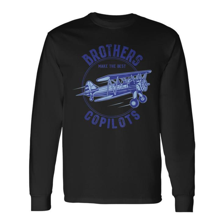 Copilots Brothers Aviation Dad Vintage Plane Long Sleeve T-Shirt