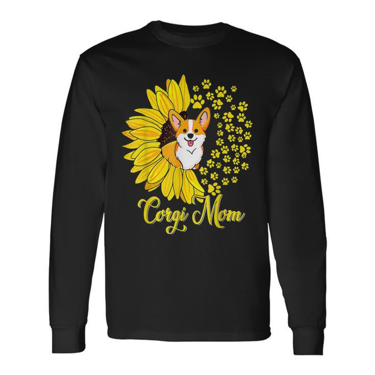 Corgi Mom Cute Corgi Dog Sunflower Happy Long Sleeve T-Shirt T-Shirt