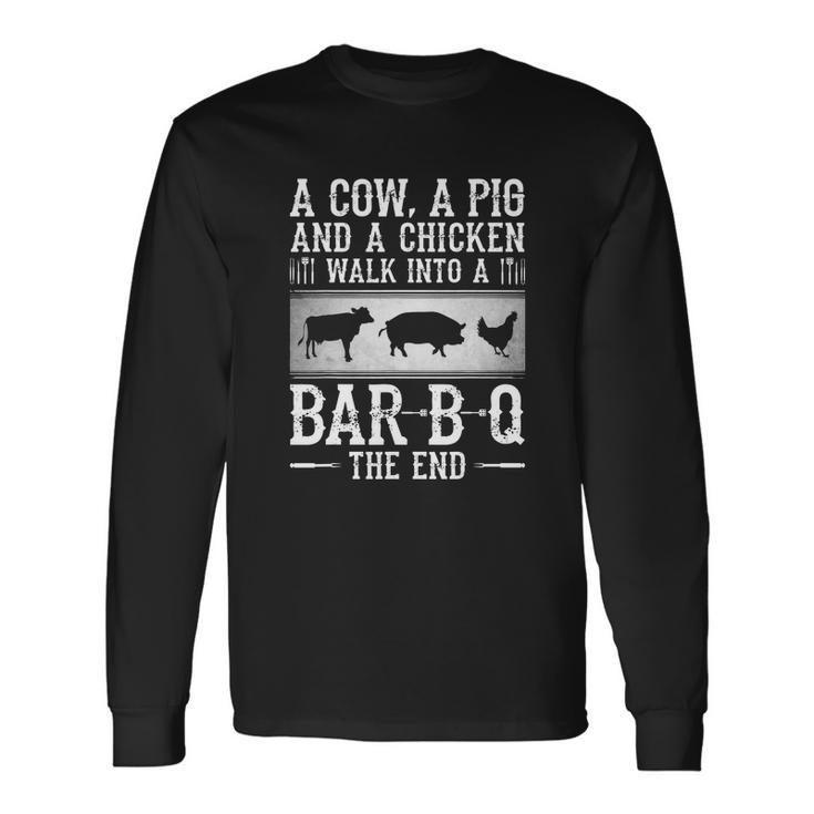 A Cow A Pig And A Chicken Men Women Long Sleeve T-Shirt T-shirt Graphic Print