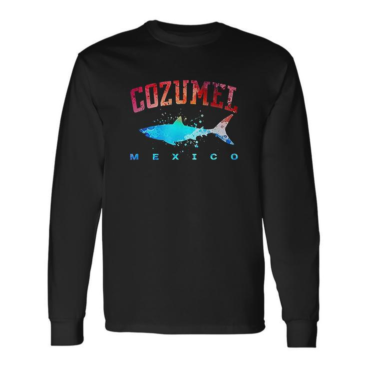 Cozumel Mexico Shark Scuba Diver Snorkel Diving Spring Break Men Women Long Sleeve T-Shirt T-shirt Graphic Print