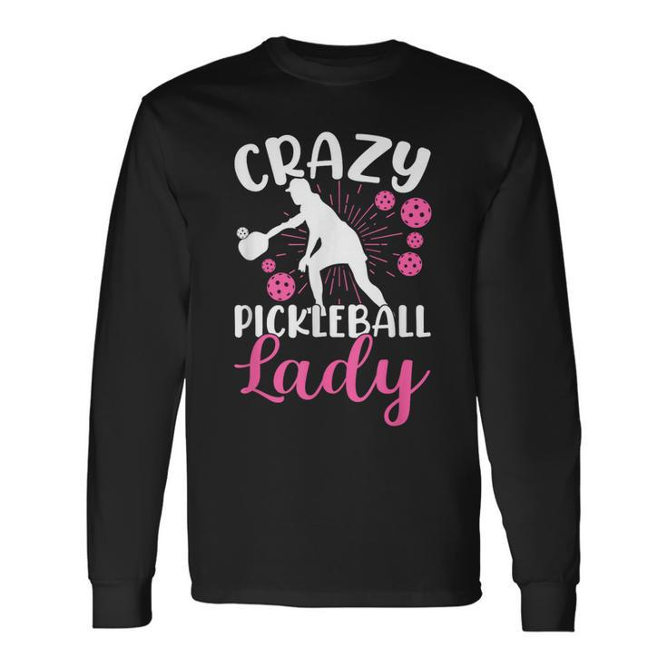 Crazy Pickleball Lady Pink Sweater Long Sleeve T-Shirt