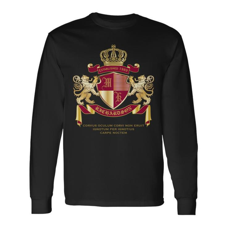 Create Your Own Coat Of Arms Red Gold Lion Emblem Long Sleeve T-Shirt