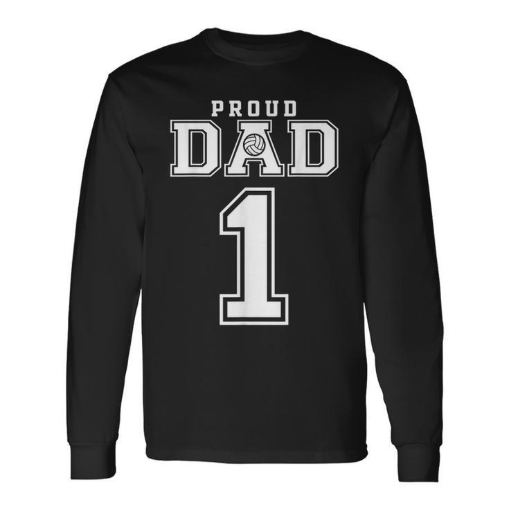 Custom Proud Volleyball Dad Number 1 Personalized For Men Long Sleeve T-Shirt