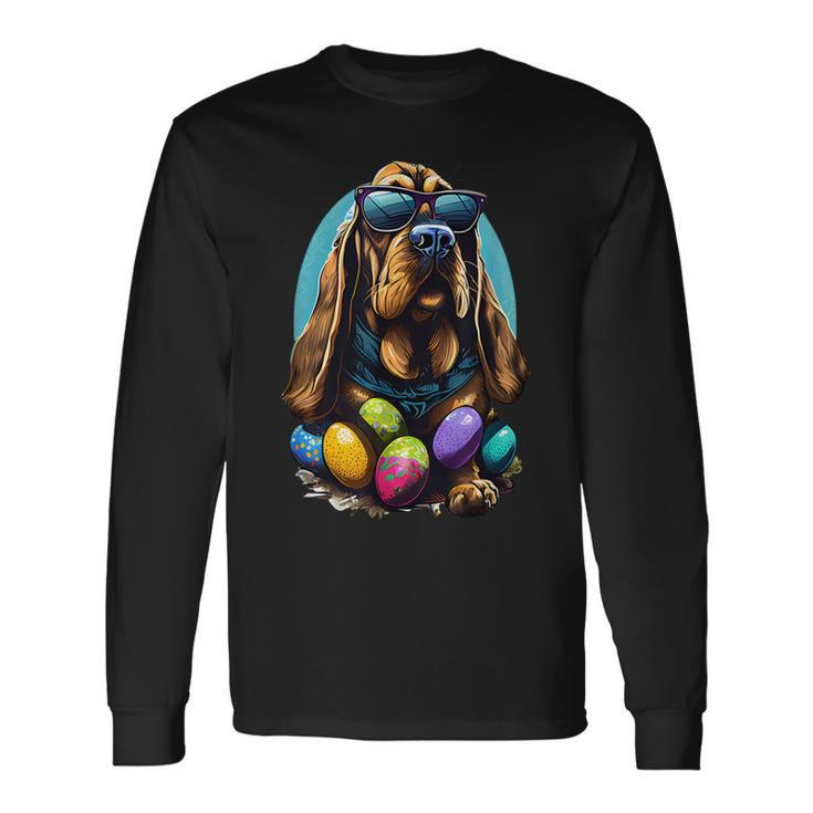 Cute Bloodhound Easter Eggs Dog Costume  Long Sleeve T-Shirt
