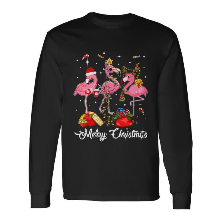 Cute Flamingo Merry Christmas Long Sleeve T-Shirt