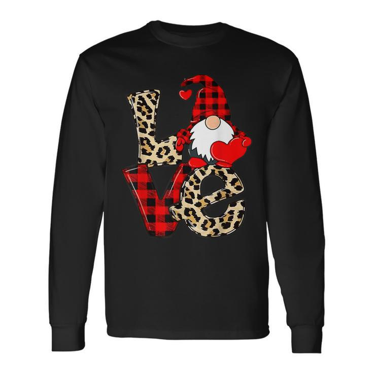 Cute Gnomes Valentines Love Leopard Plaid Couple Matching V4 Long Sleeve T-Shirt Gifts ideas