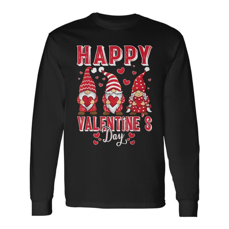 Cute Gnomies & Hearts Happy Gnomes Valentines Day Long Sleeve T-Shirt