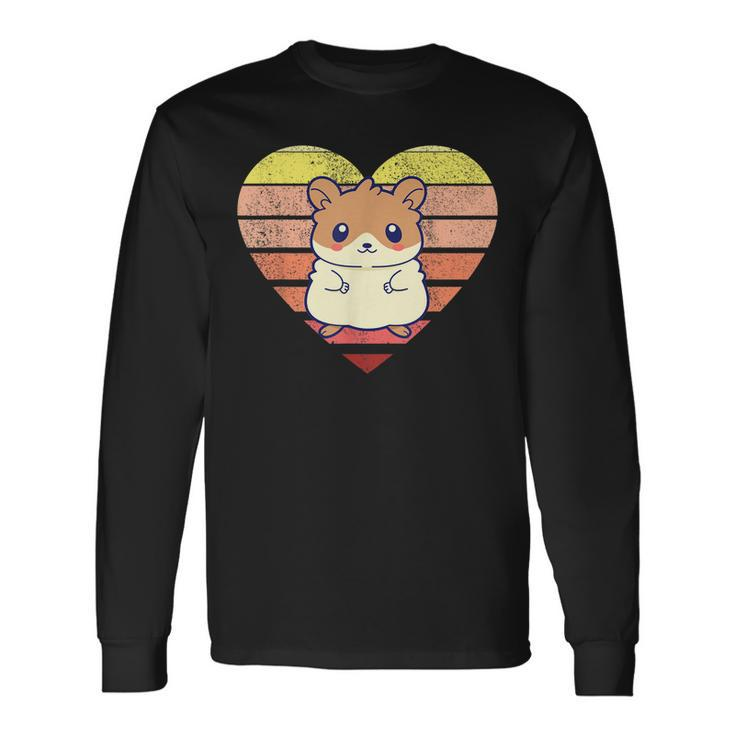 Cute Hamster Retro Heart Shape Vintage Long Sleeve T-Shirt