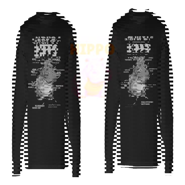 Cute Hippo Explanation Anatomy Of A Hippo Long Sleeve T-Shirt Gifts ideas