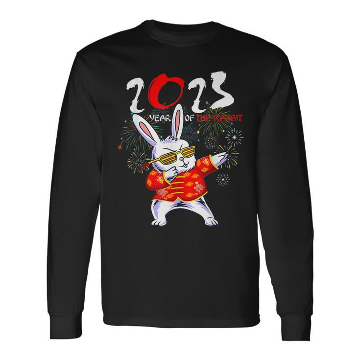 Dabbing Bunny Chinese New Year 2023 Year Of The Rabbit Men Women Long Sleeve T-Shirt T-shirt Graphic Print