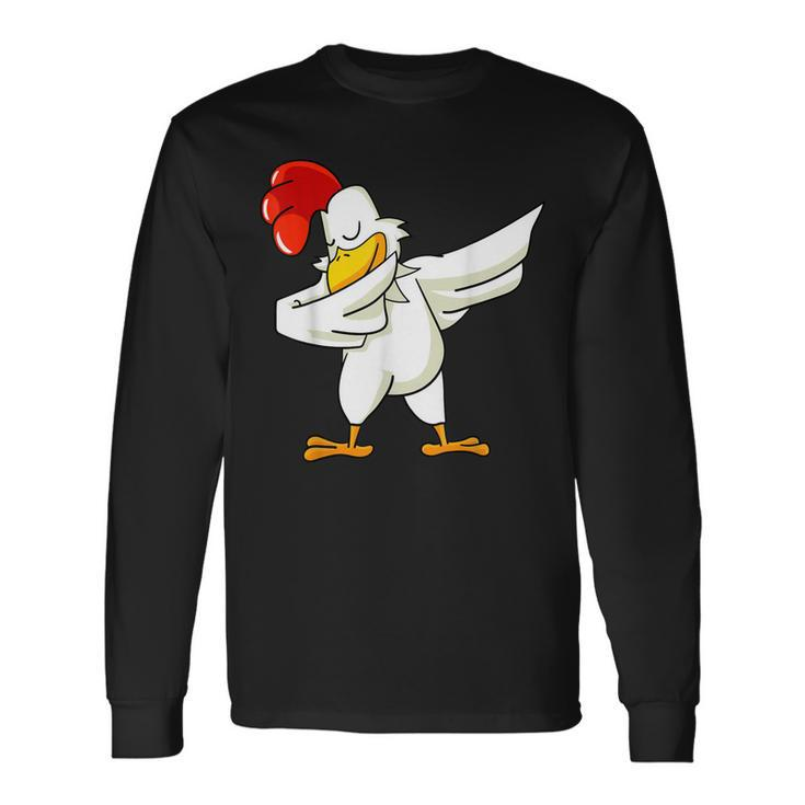 Dabbing Chicken - Rooster  | Dab Animal S Men Women Long Sleeve T-shirt Graphic Print Unisex
