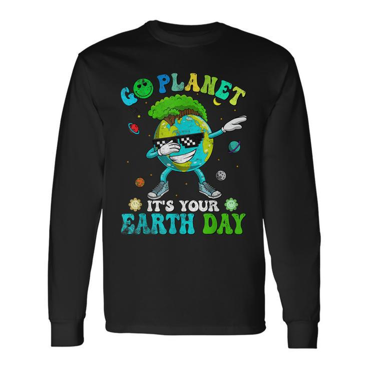 Dabbing Earth Day 2023 Groovy Go Planet Its Your Earth Day Long Sleeve T-Shirt T-Shirt