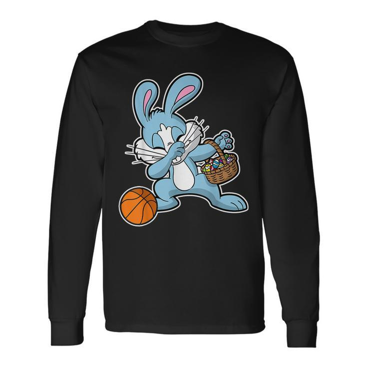 Dabbing Easter Bunny Basketball Basket Stuffer Boys Long Sleeve T-Shirt T-Shirt