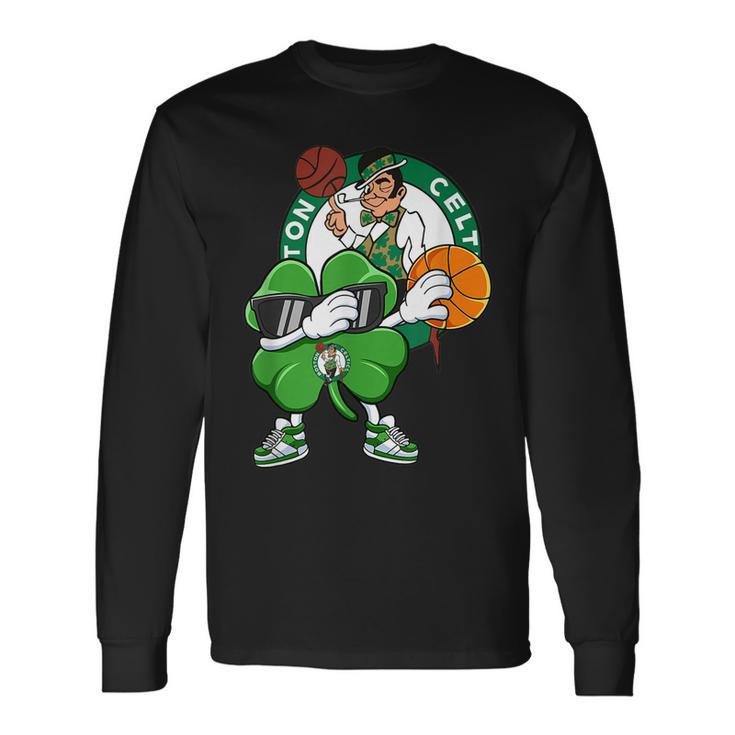 Dabbing Shamrock Basketball St Patricks Day Boston-Celtic Long Sleeve T-Shirt T-Shirt Gifts ideas