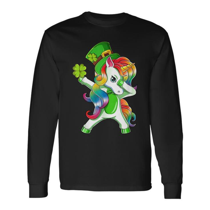Dabbing Unicorn St Patricks Day Irish Shamrock Lepricorn V2 Long Sleeve T-Shirt Gifts ideas