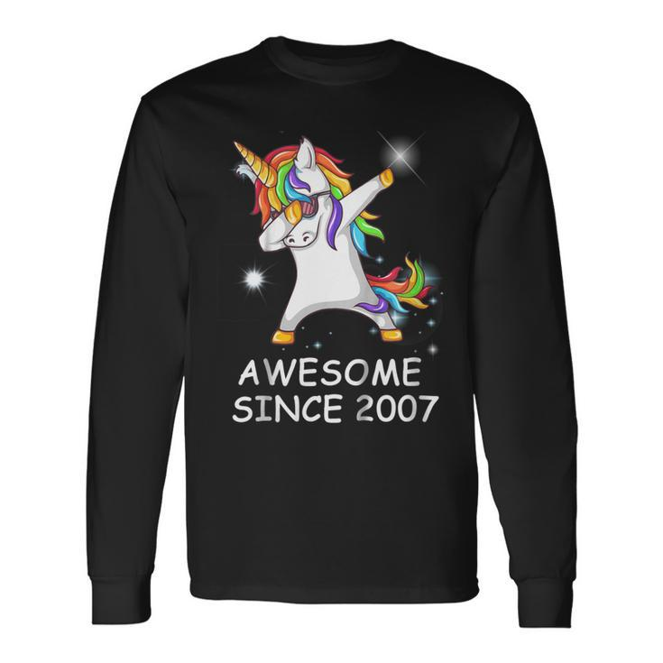 Dabbing Unicorn Tee Awesome Since 2007 11Th Birthday Tshirt Long Sleeve T-Shirt